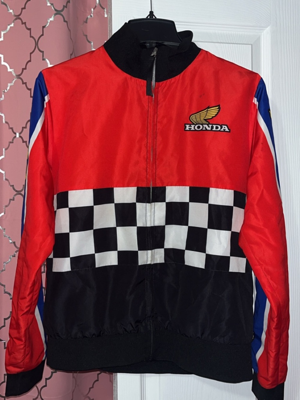 Forever 21 Red and Black Checkered Racing Jacket